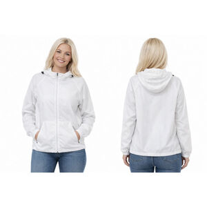 Women's Zeagoo White Full Zip Hooded Windbreaker Jacket S
